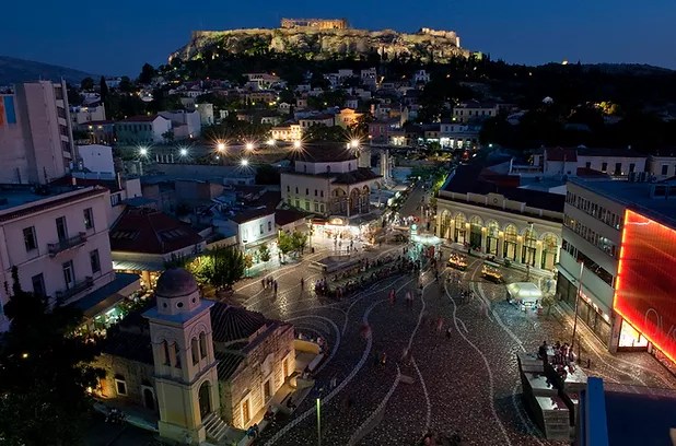 Pass by the main ancient attractions in city centre to see the night reflect upon them; Athens Night Tour Greek Dance With Dinner Greece Private Tour